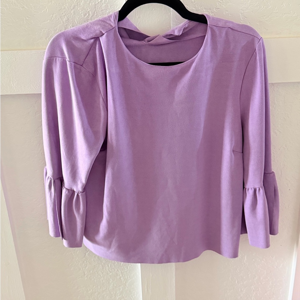 Lavender Ruffle-Sleeve Women's Top